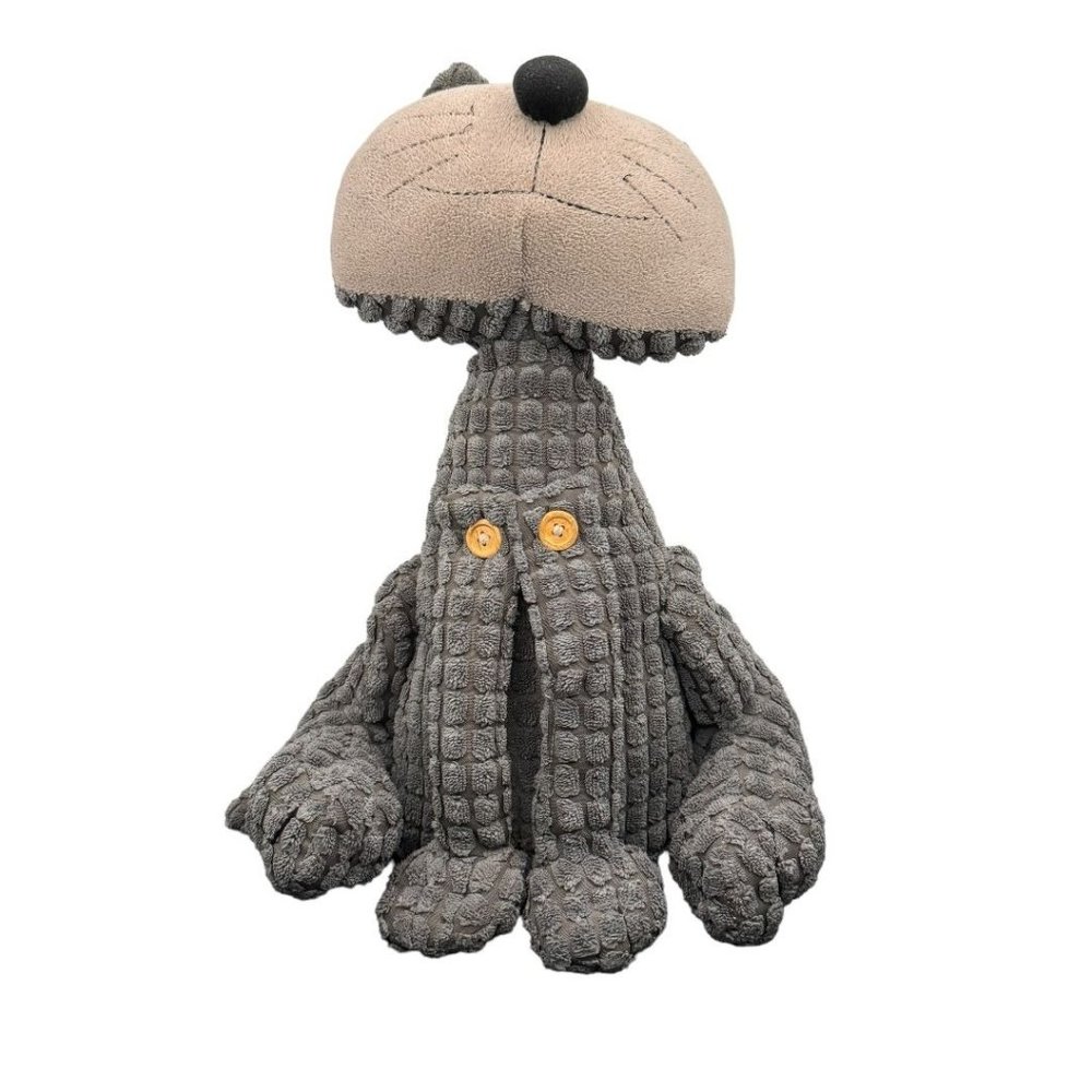 Beverly Hills Teddy Bear Company Stuffed Plush Ribbed Gray Toy Cat